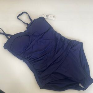 Leilani One Piece Swimsuit Navy Blue Strapless New Bandeau sweetheart